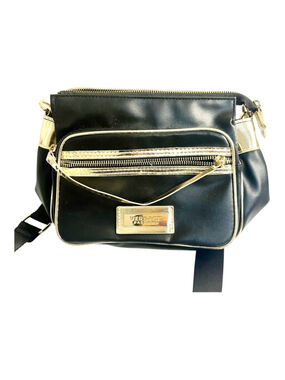 Versace Parfums black and gold crossbody bag